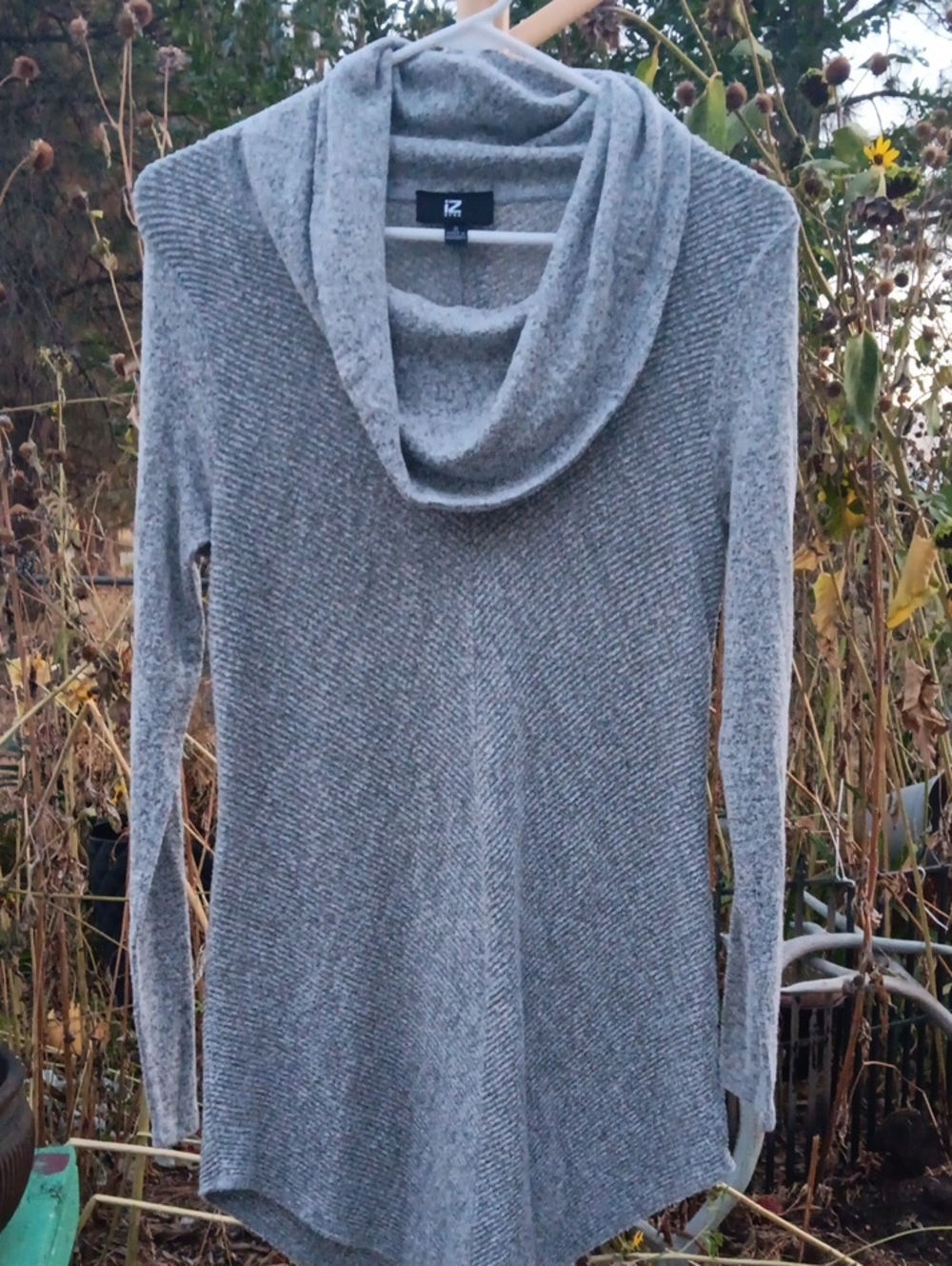 Iz Byer Light Gray Cowl Neck Sweater